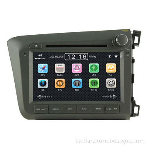 Car Navigation System for Honda Civic 2012 Right Driving, with CD/MP3/DVD/USB and 8-inch TFT Monitor